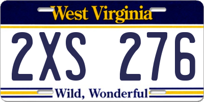 WV license plate 2XS276