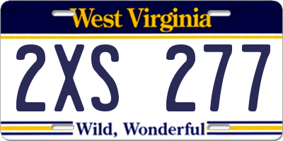 WV license plate 2XS277