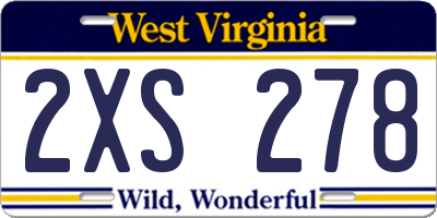 WV license plate 2XS278
