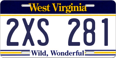 WV license plate 2XS281