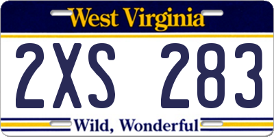 WV license plate 2XS283