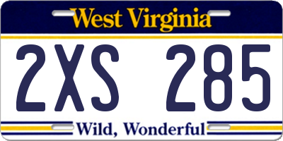 WV license plate 2XS285