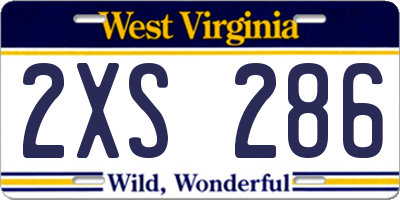 WV license plate 2XS286