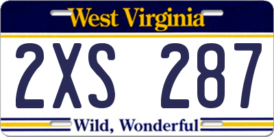 WV license plate 2XS287