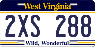 WV license plate 2XS288