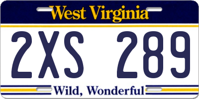 WV license plate 2XS289