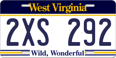 WV license plate 2XS292