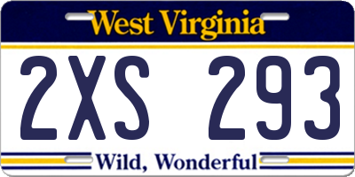 WV license plate 2XS293