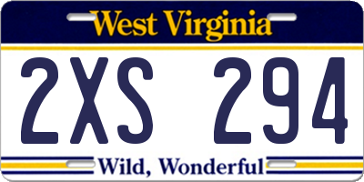 WV license plate 2XS294