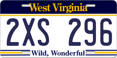 WV license plate 2XS296