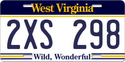 WV license plate 2XS298