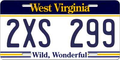 WV license plate 2XS299