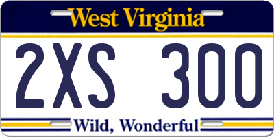 WV license plate 2XS300