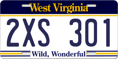 WV license plate 2XS301