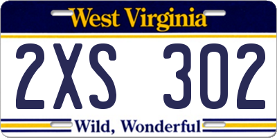 WV license plate 2XS302