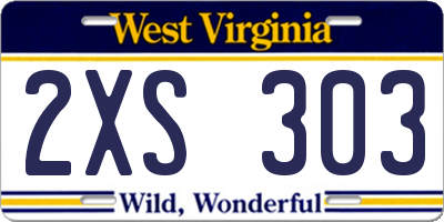 WV license plate 2XS303
