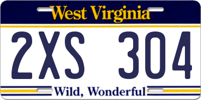 WV license plate 2XS304