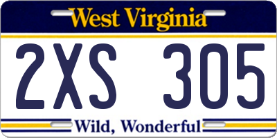 WV license plate 2XS305