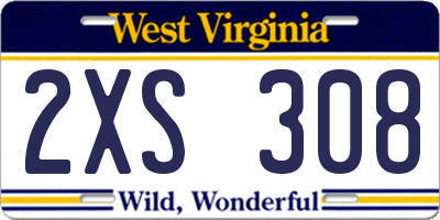 WV license plate 2XS308