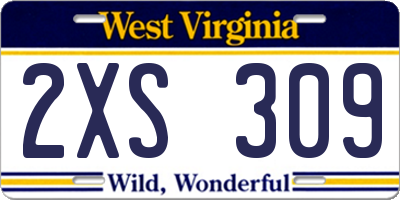 WV license plate 2XS309