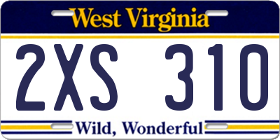 WV license plate 2XS310