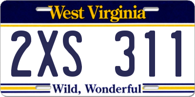 WV license plate 2XS311