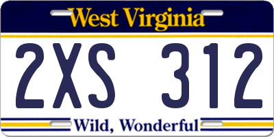 WV license plate 2XS312