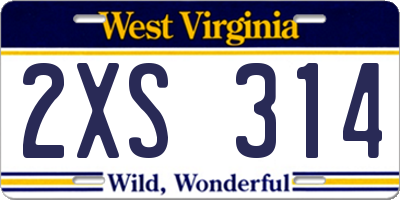 WV license plate 2XS314