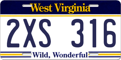 WV license plate 2XS316