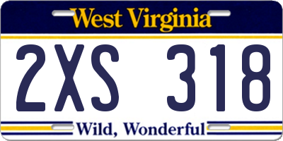 WV license plate 2XS318