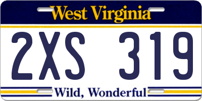 WV license plate 2XS319