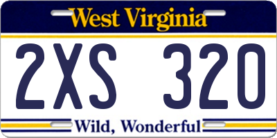 WV license plate 2XS320