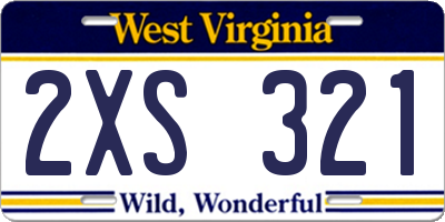 WV license plate 2XS321