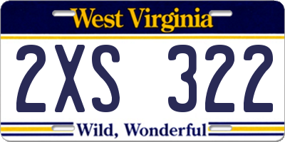 WV license plate 2XS322
