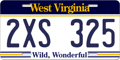 WV license plate 2XS325