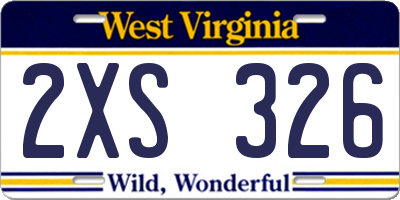 WV license plate 2XS326