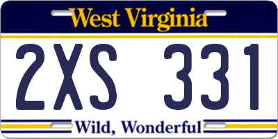 WV license plate 2XS331