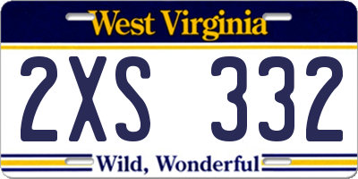 WV license plate 2XS332