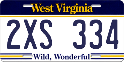 WV license plate 2XS334