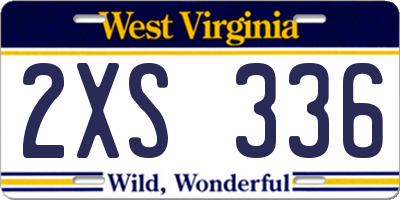 WV license plate 2XS336
