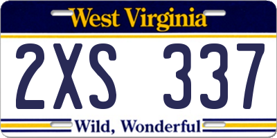 WV license plate 2XS337