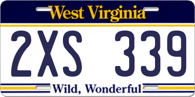 WV license plate 2XS339