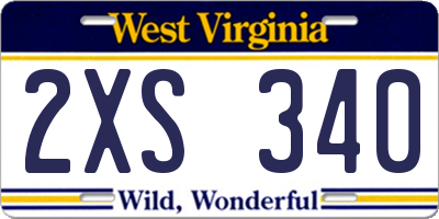 WV license plate 2XS340