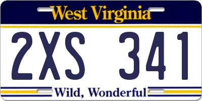 WV license plate 2XS341