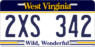 WV license plate 2XS342