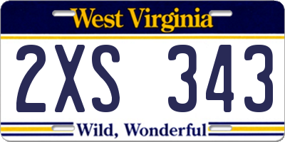 WV license plate 2XS343