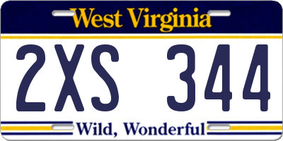 WV license plate 2XS344