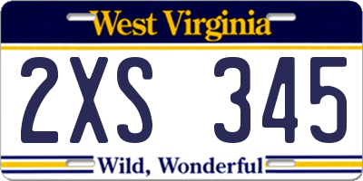 WV license plate 2XS345