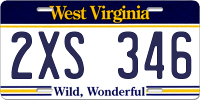 WV license plate 2XS346