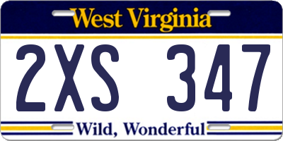 WV license plate 2XS347
